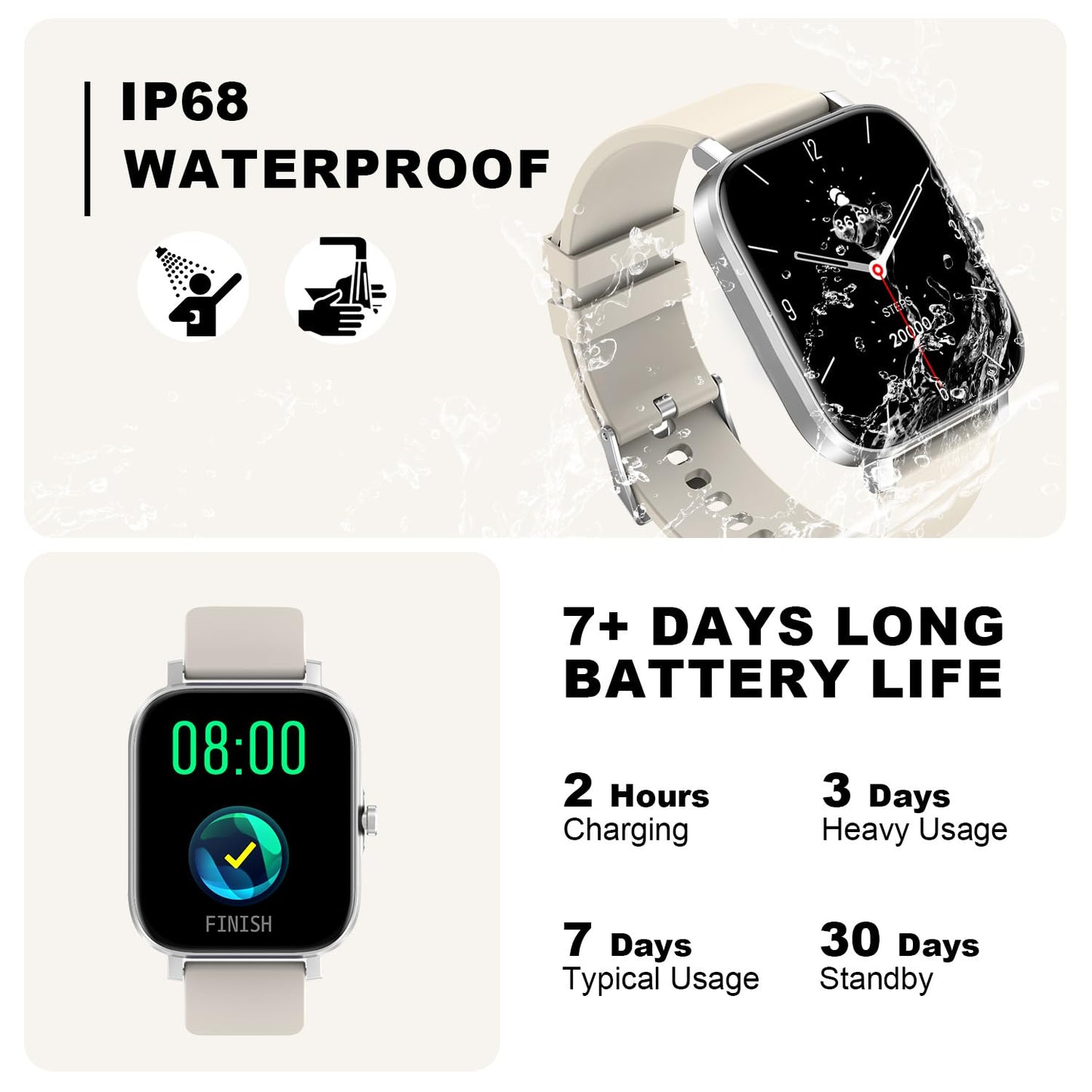 토르잘프 1.83인치 블루투스 스마트워치 IP68 블랙 | Torjalph Fitness Smart Watch