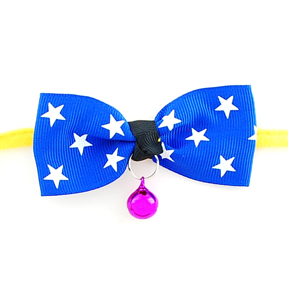 Pet Dog Cat Bow Tie Collar with Bell Adjustable Neck Band