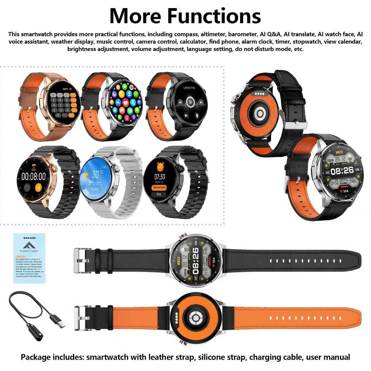 Men's 1.46-inch AI Smartwatch with Built-in GPS, Bluetooth Calls, and 5 ATM | Built-in GPS Smart Watch