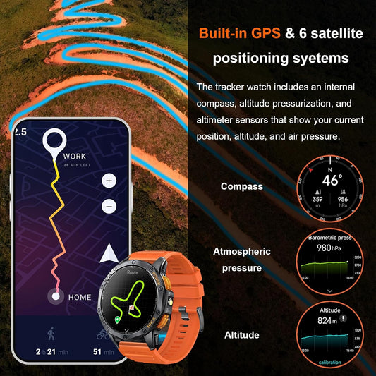 티웨인 밀리터리 스마트워치 GPS 1.43인치 AMOLED 블랙&오렌지 | Tiwain Military Smart Watch