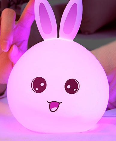 Cute Rabbit Silicone LED Night Light Touch Sensor Color Changing Lamp