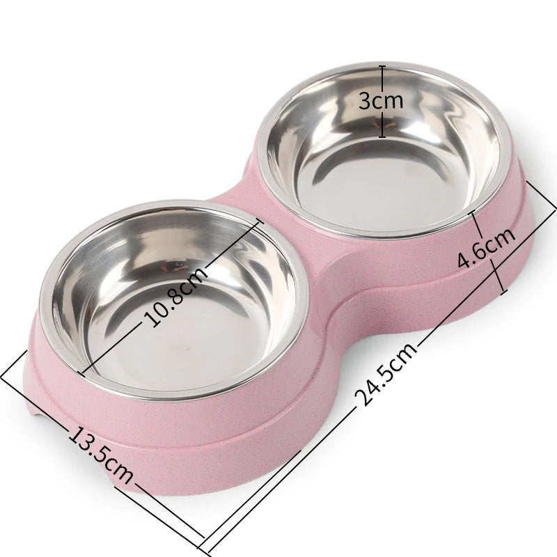Double Pet Bowls Stainless Steel Dog Food and Water Feeder