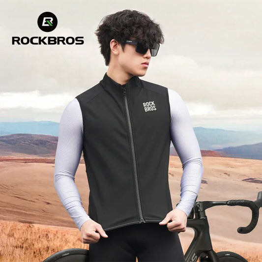 ROCKBROS Cycling Vest Windproof Winter Autumn Fleece Warm Bike Vest for Outdoor Sports MTB Road Thermal Bicycle Tops Waistcoat