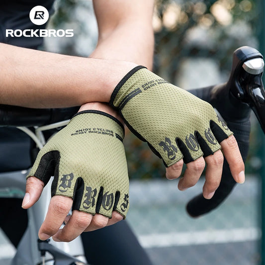 ROCKBROS Cycling Gloves Bike Shockproof Half Finger Gloves Breathable Anti-shock Bike Short Gloves Summer High Elasticity Gloves
