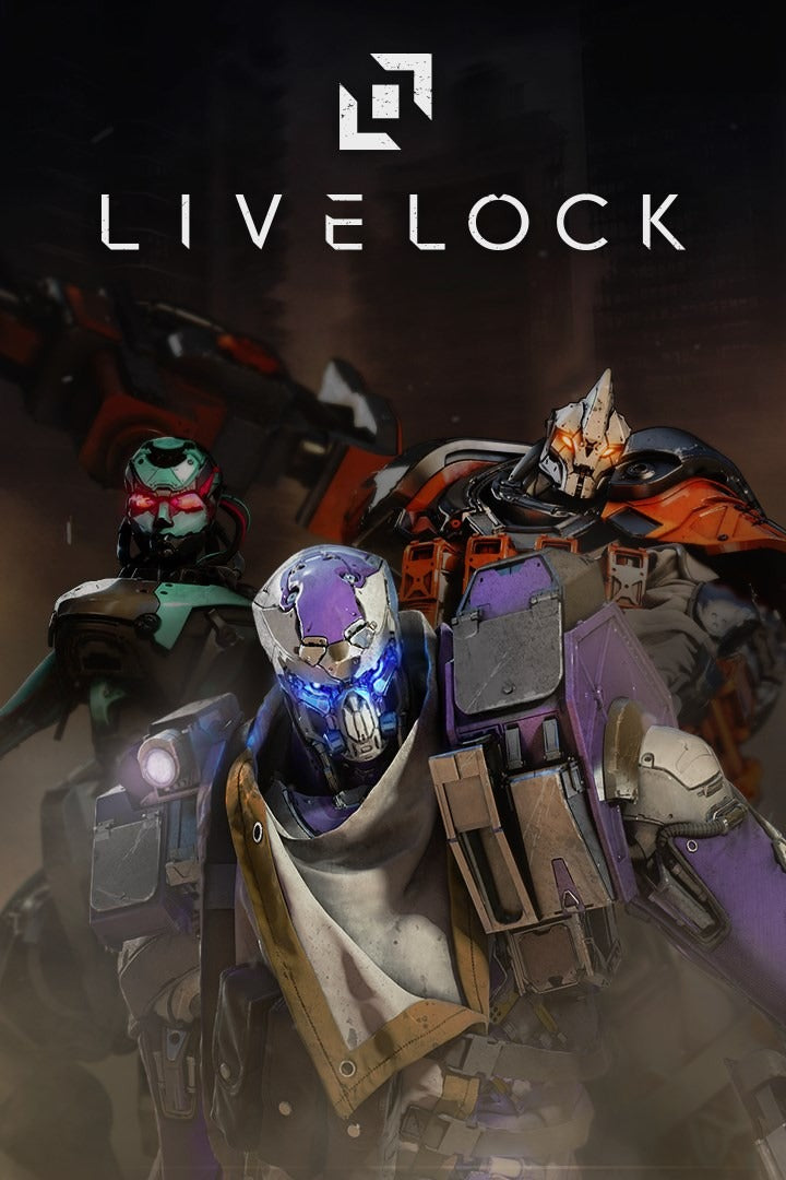 Livelock Xbox 게임플레이 스크린샷, 탑다운 시점에서 로봇 캐릭터가 전투를 펼치는 액션 장면