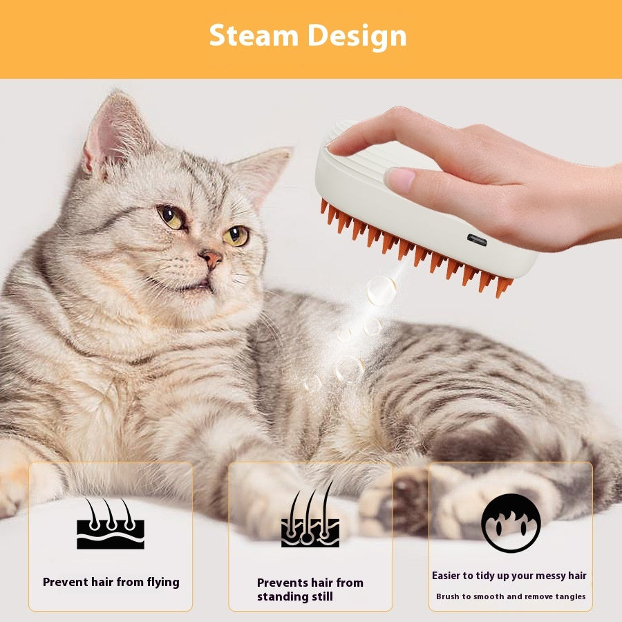 USB Rechargeable Pet Steam Brush Spray Grooming Comb