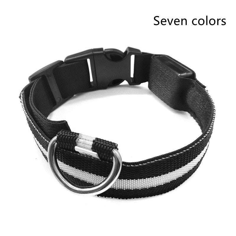 LED Pet Dog Collar Nylon Luminous Night Safety Flashing Adjustable Collar