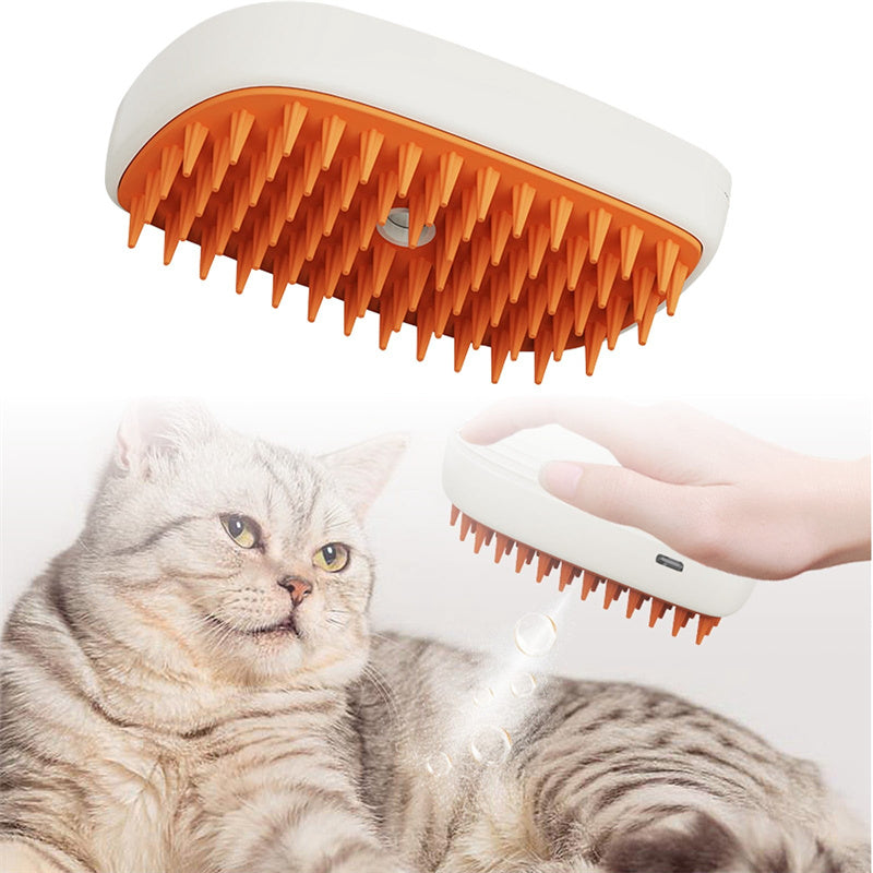 USB Rechargeable Pet Steam Brush Spray Grooming Comb