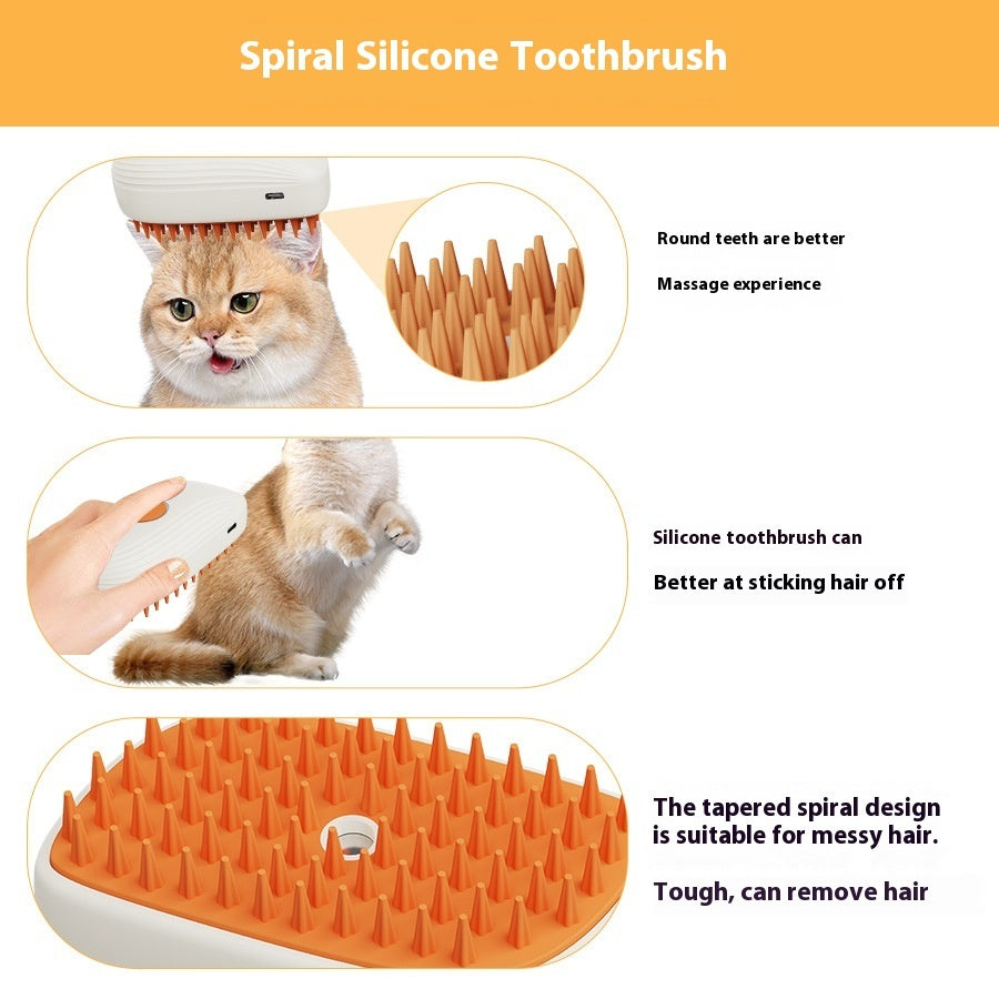USB Rechargeable Pet Steam Brush Spray Grooming Comb