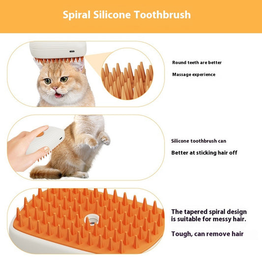 USB Rechargeable Pet Steam Brush Spray Grooming Comb