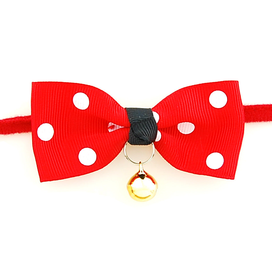 Pet Dog Cat Bow Tie Collar with Bell Adjustable Neck Band