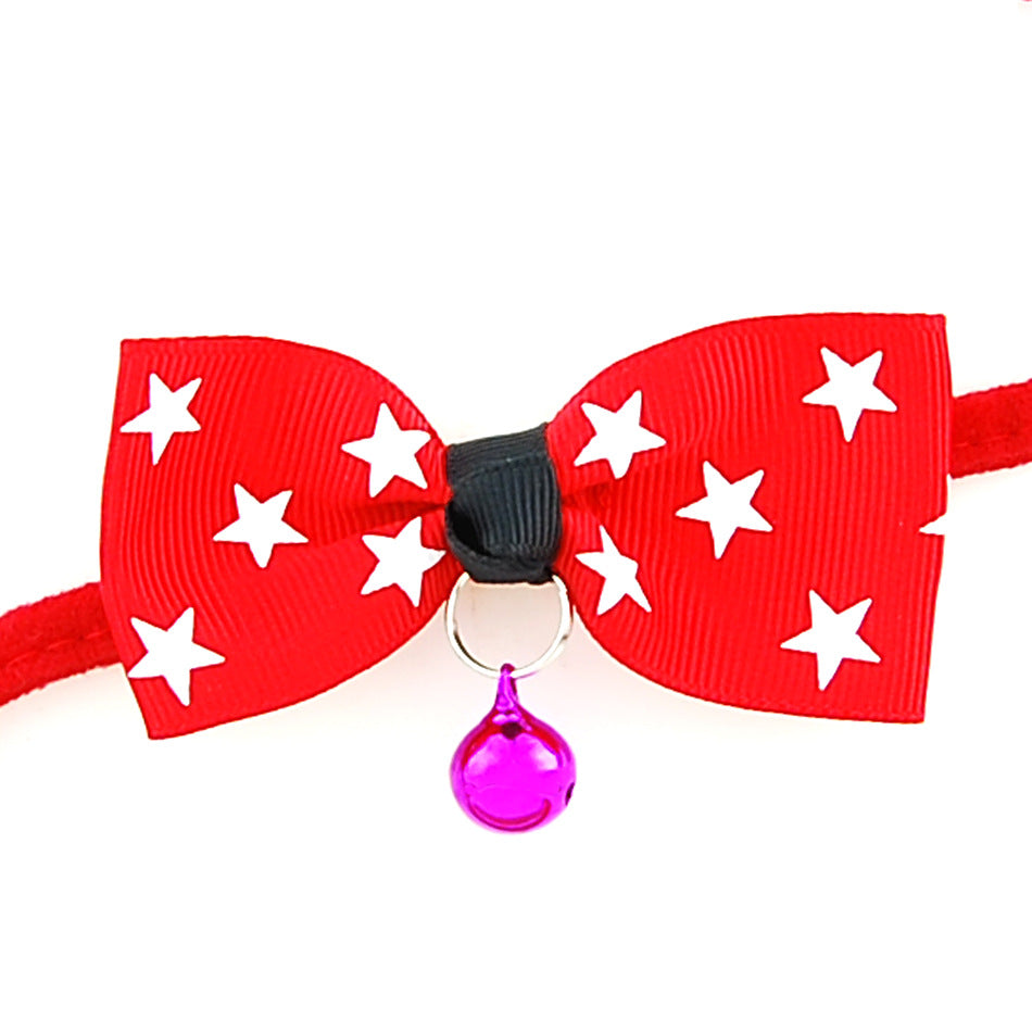 Pet Dog Cat Bow Tie Collar with Bell Adjustable Neck Band