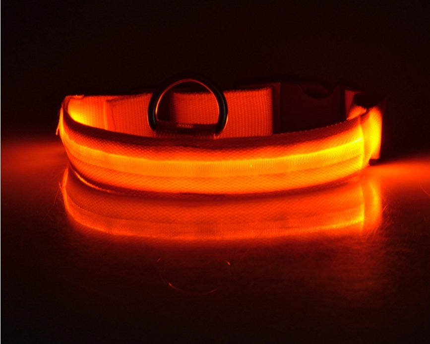 LED Pet Dog Collar Nylon Luminous Night Safety Flashing Adjustable Collar