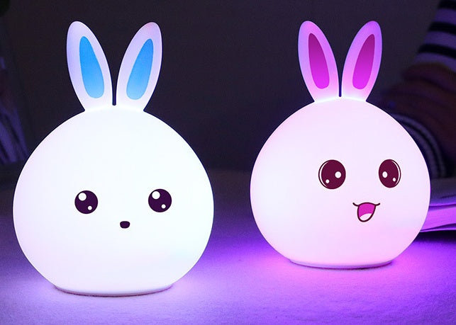 Cute Rabbit Silicone LED Night Light Touch Sensor Color Changing Lamp