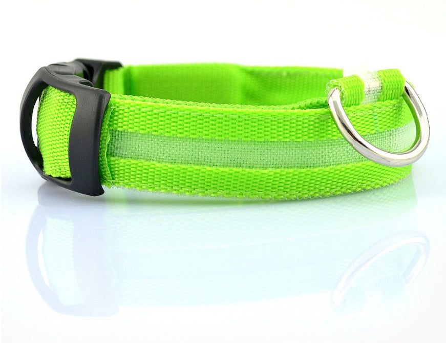 LED Pet Dog Collar Nylon Luminous Night Safety Flashing Adjustable Collar