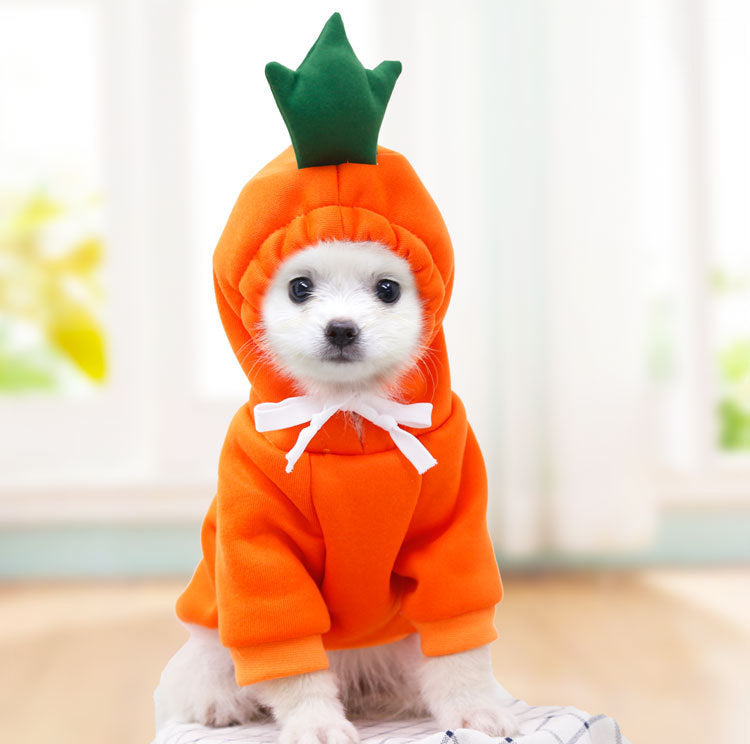 Cute Fruit Dog Hoodie Winter Warm Fleece Pet Clothes for Small Dogs