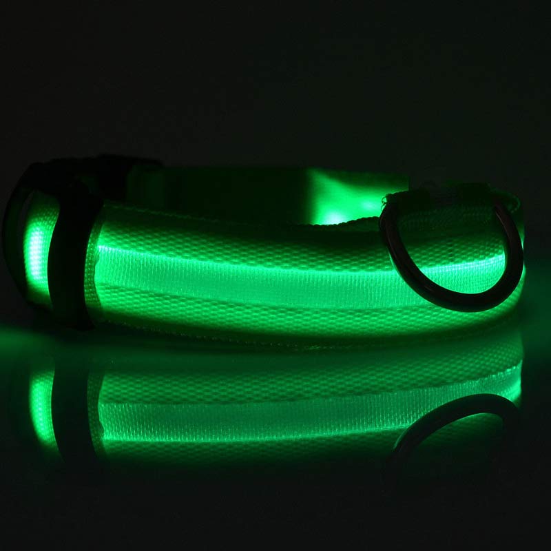 LED Pet Dog Collar Nylon Luminous Night Safety Flashing Adjustable Collar