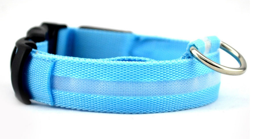 LED Pet Dog Collar Nylon Luminous Night Safety Flashing Adjustable Collar