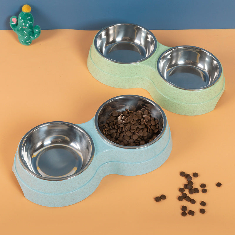 Double Pet Bowls Stainless Steel Dog Food and Water Feeder