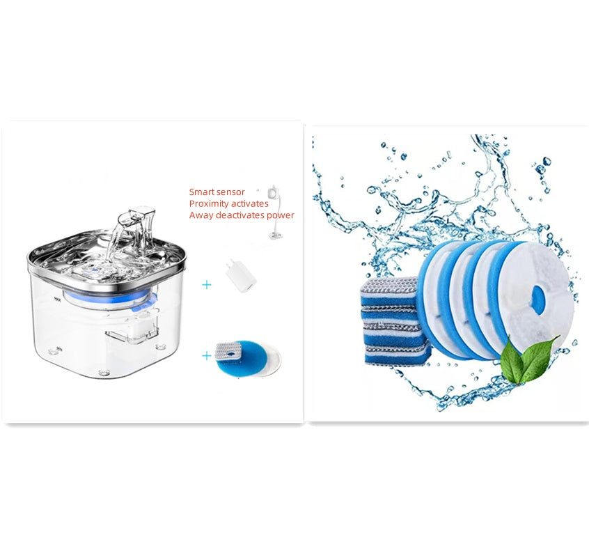 Stainless Steel Pet Water Fountain Automatic Circulation 2L Dispenser