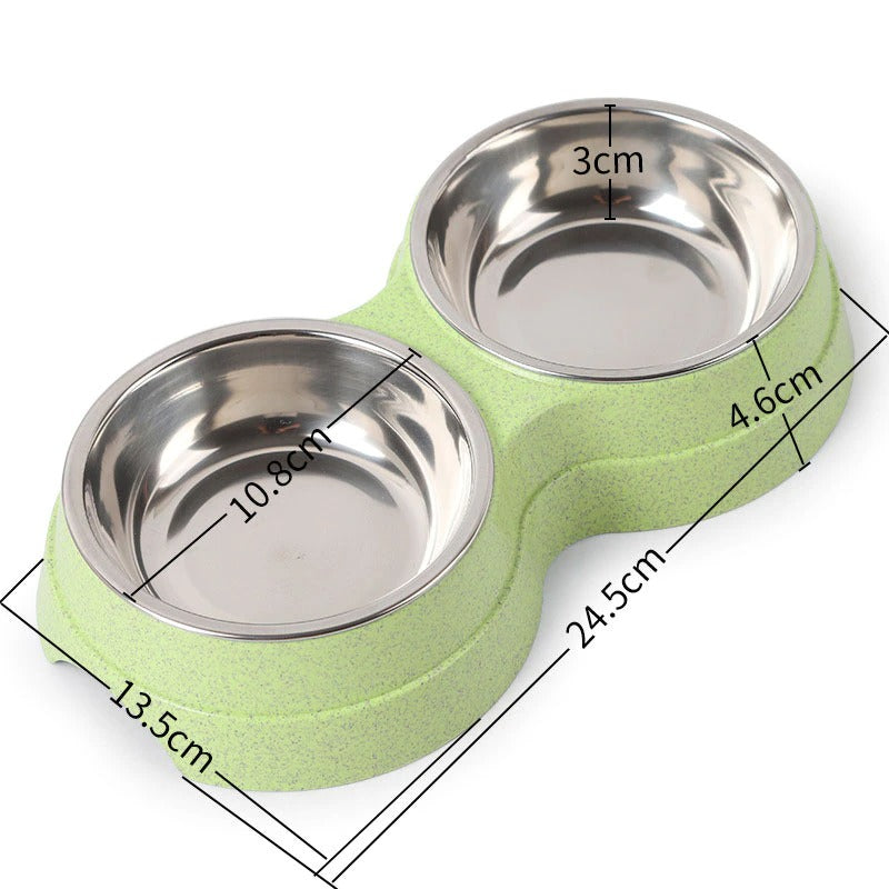 Double Pet Bowls Stainless Steel Dog Food and Water Feeder