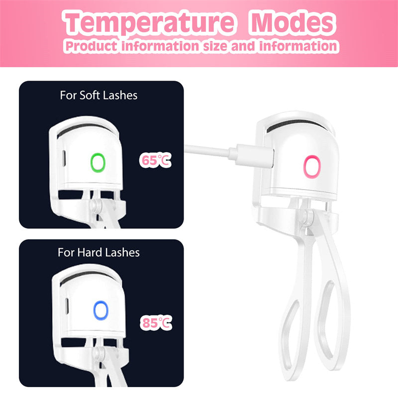 Heated Eyelash Curler USB Rechargeable Electric Lash Curler with Temperature Control