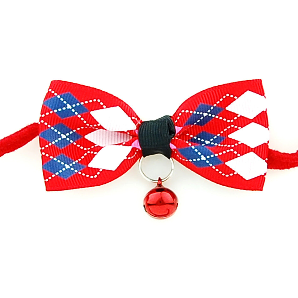 Pet Dog Cat Bow Tie Collar with Bell Adjustable Neck Band