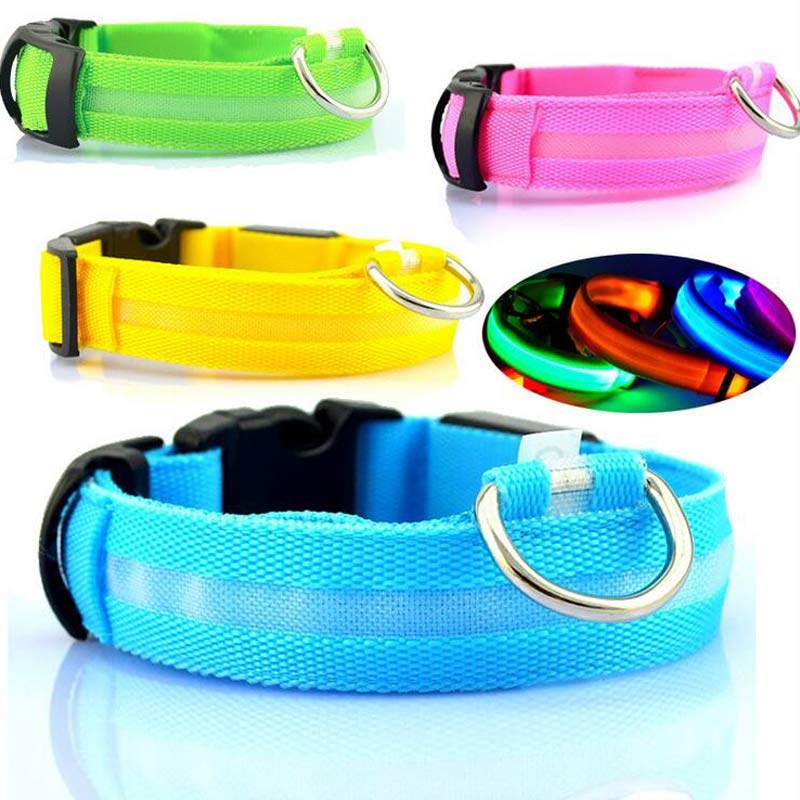 LED Pet Dog Collar Nylon Luminous Night Safety Flashing Adjustable Collar