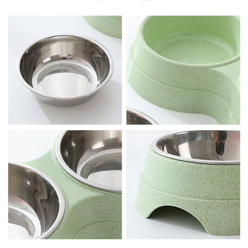 Double Pet Bowls Stainless Steel Dog Food and Water Feeder