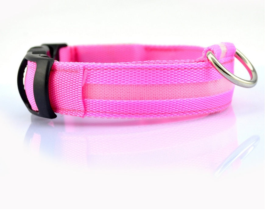 LED Pet Dog Collar Nylon Luminous Night Safety Flashing Adjustable Collar