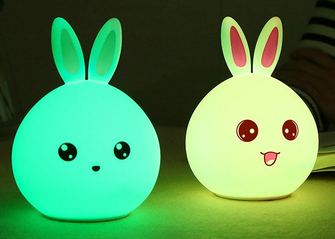 Cute Rabbit Silicone LED Night Light Touch Sensor Color Changing Lamp