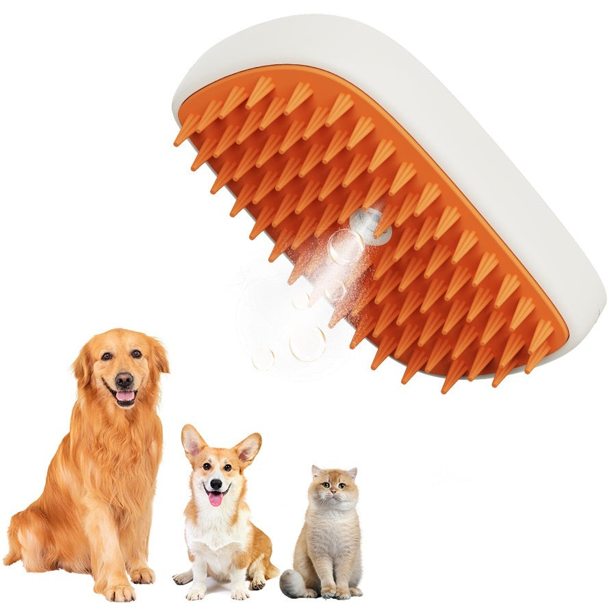 USB Rechargeable Pet Steam Brush Spray Grooming Comb