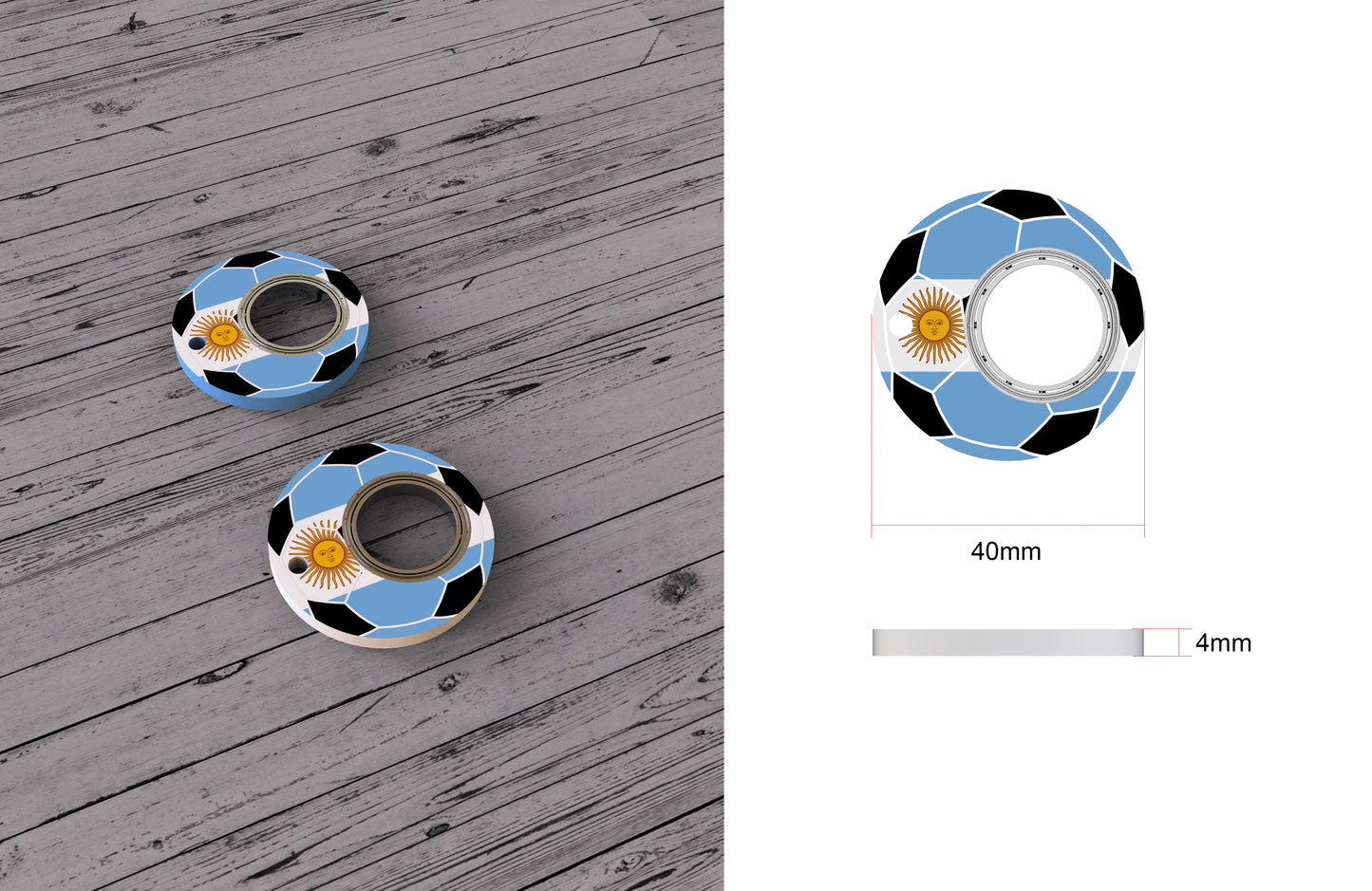 Creative Football World Cup Fidget Spinner Keychain Stress Relief Toy