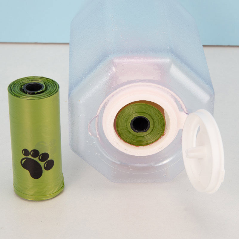 3-in-1 Portable Pet Water Bottle Food Feeder Poop Bag Dispenser