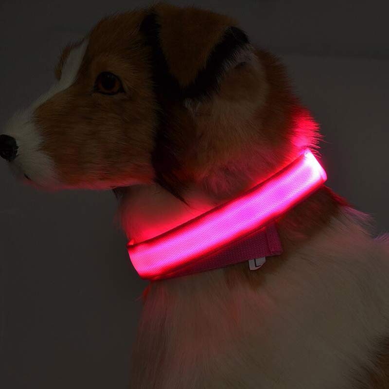 LED Pet Dog Collar Nylon Luminous Night Safety Flashing Adjustable Collar