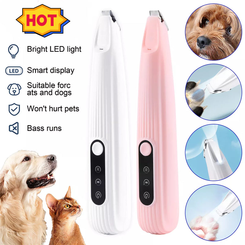 LED Pet Paw Trimmer Electric Dog Grooming Clipper Waterproof USB