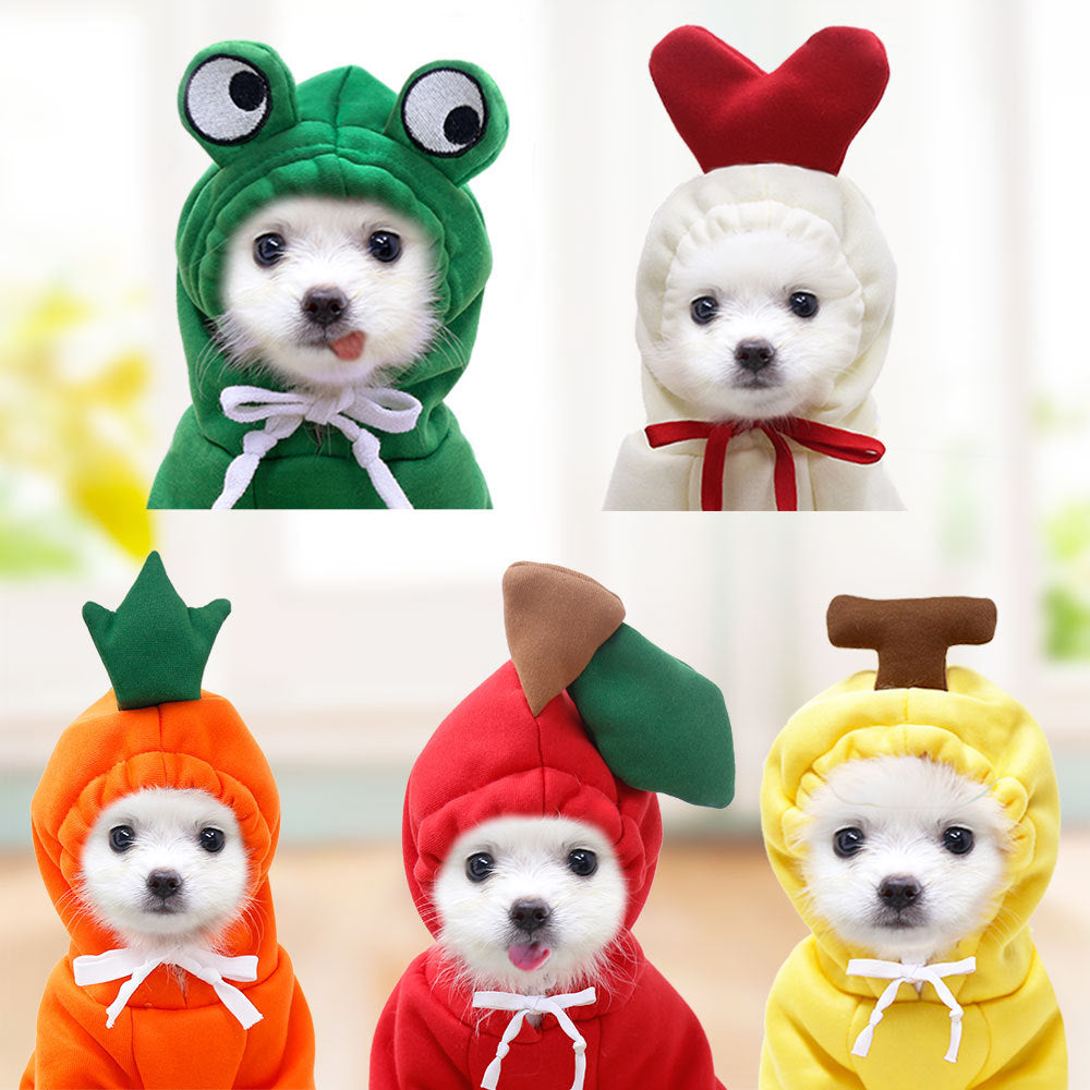 Cute Fruit Dog Hoodie Winter Warm Fleece Pet Clothes for Small Dogs