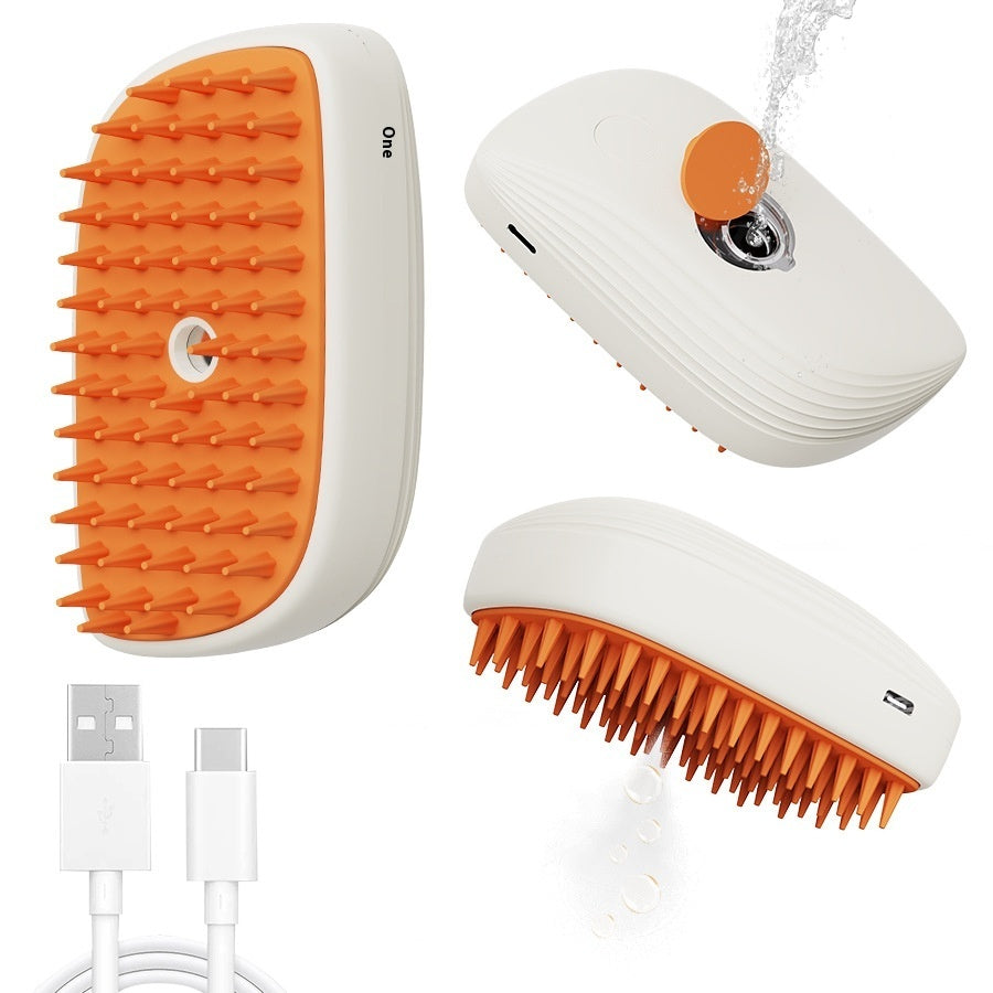 USB Rechargeable Pet Steam Brush Spray Grooming Comb
