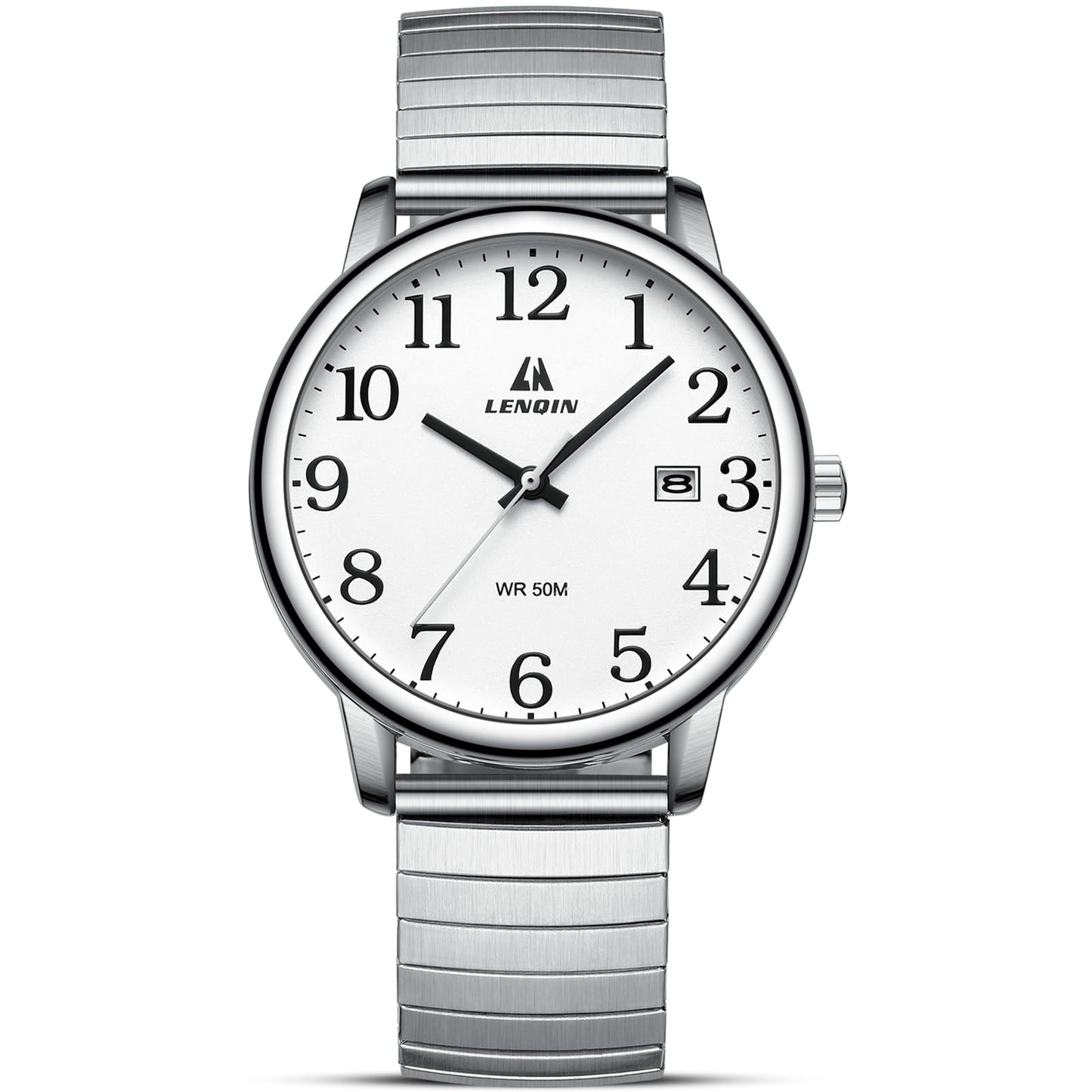 엘엔 렌친 남성용 38mm 스테인리스 쿼츠 시계 확장 밴드 | LN LENQIN Men’s Analog Watch