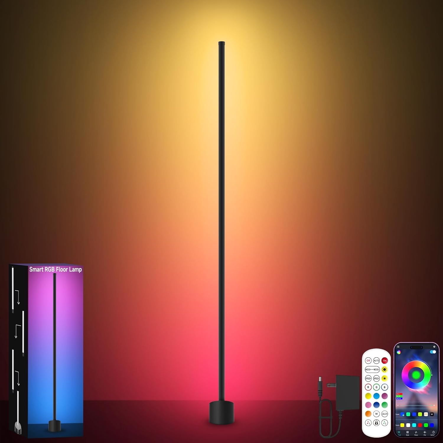RGB LED Corner Floor Lamp Smart App Remote Music Sync 16 Million Colors