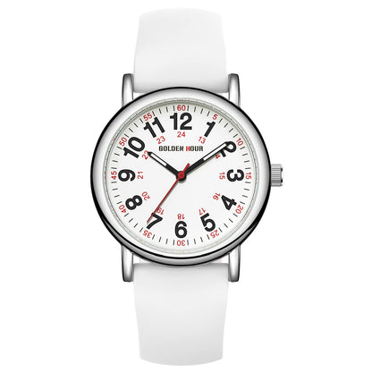 GOLDEN HOUR 방수 간호사 시계 24시간 밀리터리 타임 레드 초침