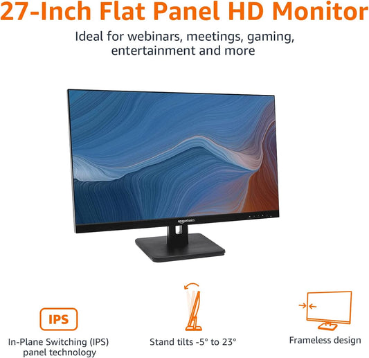 Amazon Basics 27-inch IPS FHD 75Hz Monitor (Black) | Amazon Basics 27" IPS FHD Monitor 