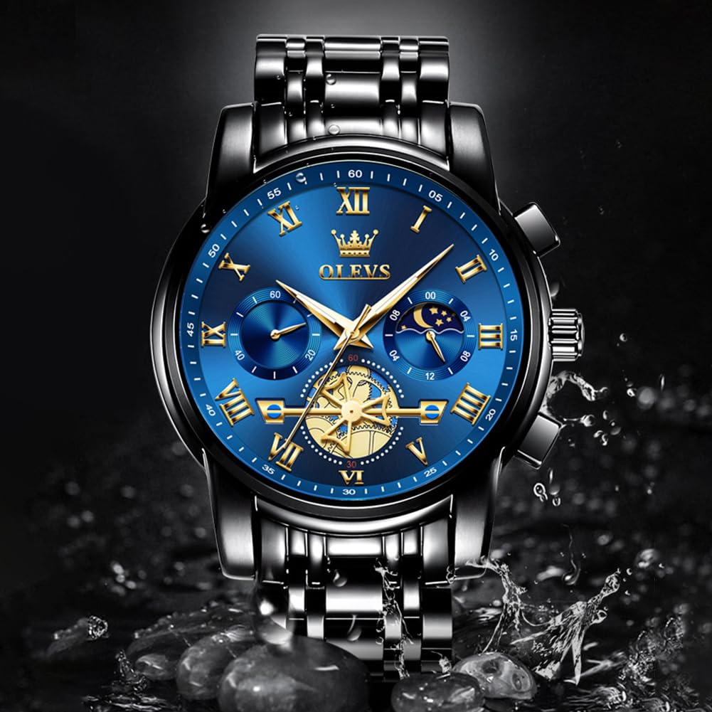 OLEVS Men's Big Face Luxury Quartz Watch 41mm Stainless Steel | Waterproof Luminous