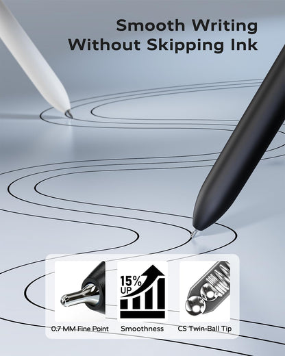 STAGEEK Black Gel Pen Set Fine Point Smooth Writing Pens 6 + 3 Refills 