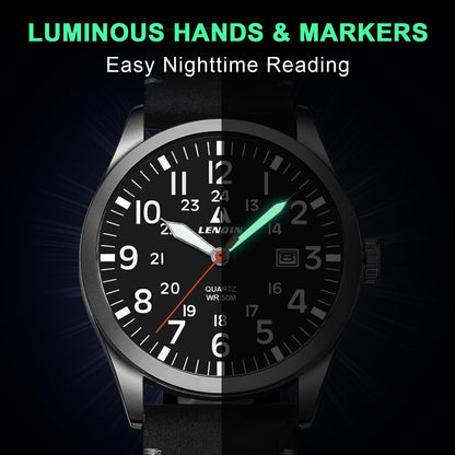 엘엔 렌친 남성용 38mm 스테인리스 쿼츠 시계 확장 밴드 | LN LENQIN Men’s Analog Watch