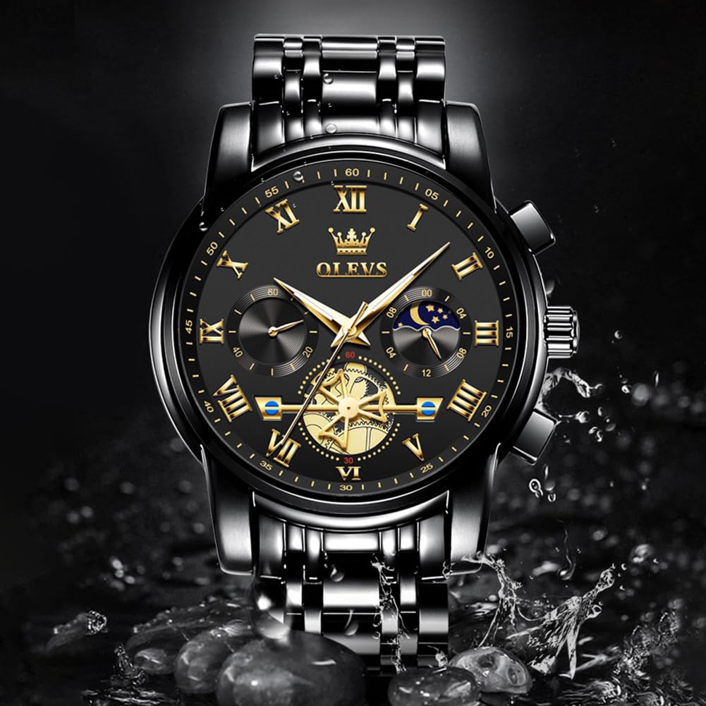 OLEVS Men's Big Face Luxury Quartz Watch 41mm Stainless Steel | Waterproof Luminous