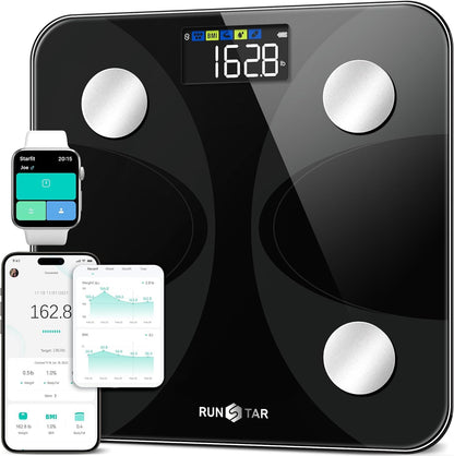 런스타 스마트 체중계 체지방 분석 LCD 대형화면 13가지 체성분 | Runstar Smart Body Fat Scale LCD