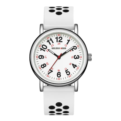 GOLDEN HOUR 방수 간호사 시계 24시간 밀리터리 타임 레드 초침