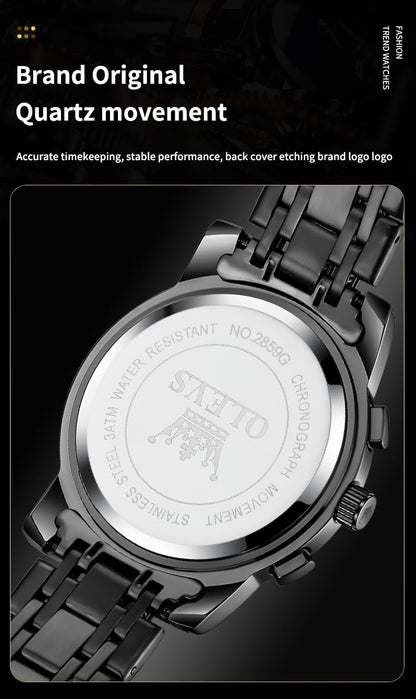 OLEVS Men's Big Face Luxury Quartz Watch 41mm Stainless Steel | Waterproof Luminous