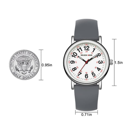 GOLDEN HOUR 방수 간호사 시계 24시간 밀리터리 타임 레드 초침